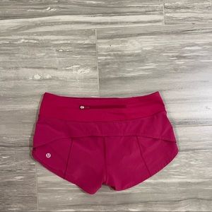 Lululemon Speed-Up Low Rise hot pink shorts